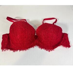 Victoria's Secret Size 36C Dream Angels Lined Demi Red Lace Underwire Bra